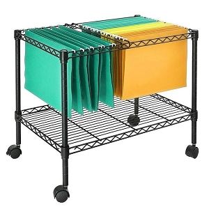 Sturdy Metal Rolling File Cart for Letter Size and Legal Size Folder, Black 