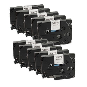 Compatible Brother TZe-231, TZe231 P-Touch Label Tape, 12mm 0.5 Inchx26', Length of 8M, Black on White, 10 Pack