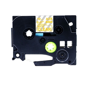 Compatible Brother TZe-M34, TZeM34 P-Touch Label Tape , 12mm (0.5 in), Length of 8M, Gold on Matt Clear