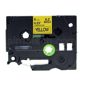 Compatible Brother TZe-611, TZe611 P-touch Label Tape, 6mm (0.25 Inch), Length of 8M, Black on Yellow