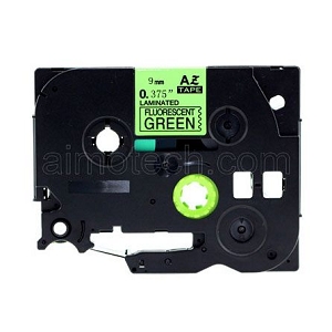 Compatible Brother TZe-D21, TZeD21 9mm (0.375 Inch), Black on Fluorescent Green Label Tape