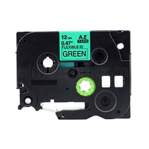 Compatible Brother TZe-FX731, TZeFX731 12mm (0.5 Inch), Length of 8M, Black on Green Flexible Label Tape