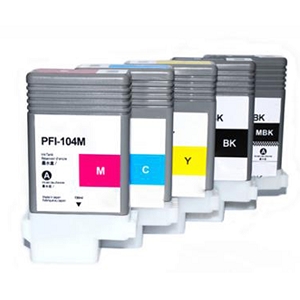 Compatible 5 Pack Canon PFI-102 PFI-104 ImagePROGRAF iPF500 iPF765 Inkjet Cartridges