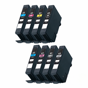 Compatible Canon CLI-65 SET 8 Pack Ink Cartridge Combo BK/C/M/Y/PC/PM/GY/LGY PIXMA PRO-200, 200S