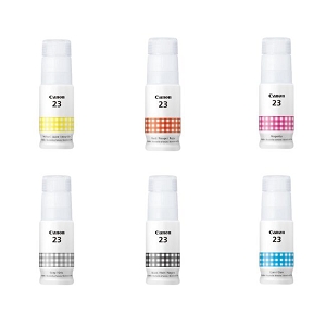 Compatible Canon GI-23  6 Pack Ink Bottle Combo BK/C/M/Y/G/R, PIXMA G620