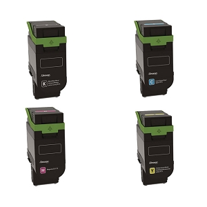 Compatible Lexmark 75M1H SET 4 Pack Black, Cyan, Magenta, Yellow, Toner Cartridge Combo High Yield