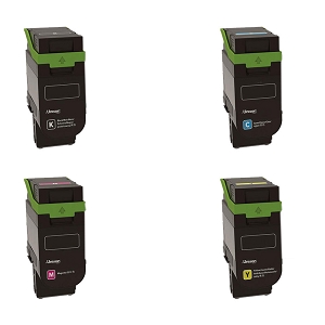 Compatible Lexmark 75M1X SET 4 Pack Black, Cyan, Magenta, Yellow, Toner Cartridge Combo High Yield