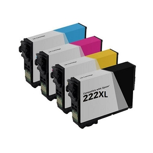 Compatible Epson 222 T222XL T222  Black and Color Ink Cartridge Combo BK/C/M/Y, for Expression Home XP-5200, WorkForce WF-2960
