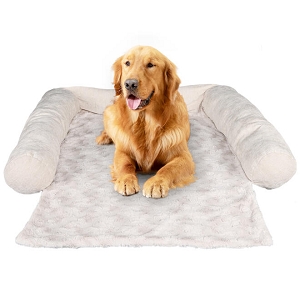 Soft Fabric Pet Couch Protector Cover Anti Slip With 3-Sided Bolster For Dog And Cat - LIVINGbasics