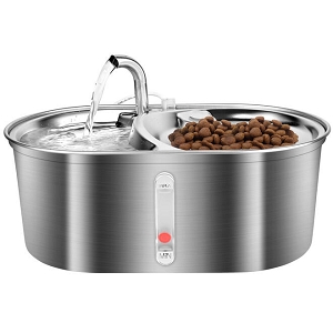 3L Stainless Steel Pet Water Fountain Cat/Dog Water Dispenser with Water Level Window -LIVINGbasics