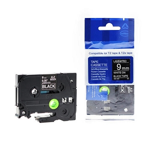 Made By  Brother TZe-325 Label Tape, 9mm (0.35''), White on Black