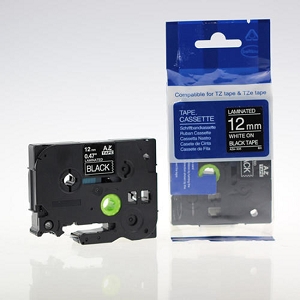 Made By Brother TZe-335 Label Tape, 12mm (0.47''), White on Black