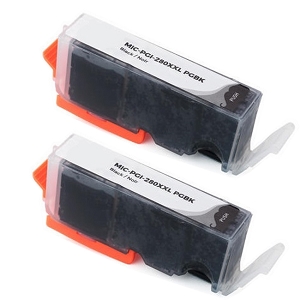 Compatible 2 Pack Canon PGI-280XXL 1967C001 PGI280XXL Black Pigment Extra High Yield Ink Cartridge