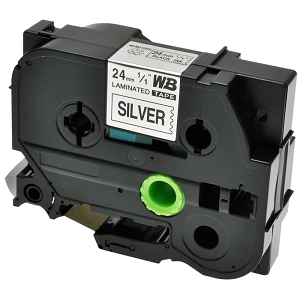 Compatible Brother TZe-951, TZe951 24mm (1 Inch), Length of 8M, Black on Silver Label Tape