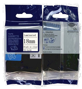 Compatible Brother TZe-FX141, TZeFX141 18mm (0.75 Inch), Length of 8M, Black on Clear Flexible Label Tape
