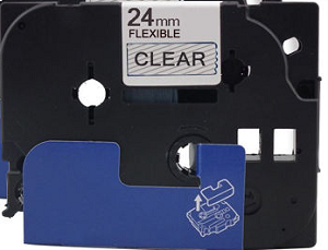 Compatible Brother TZe-FX151, TZefx151 24mm (1 Inch), Length of 8M, Black on Clear Flexible Label Tape