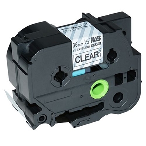Compatible Brother TZe-FX161, TZefx161 36mm (1.4 Inch), Length of 8M, Black on Clear Flexible Label Tape