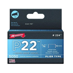 Arrow 1/4" P22 Staples, 5000/Box 