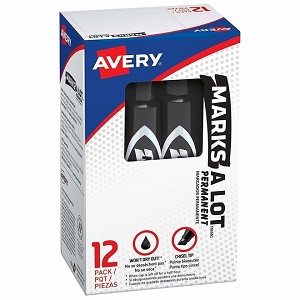 Avery® Marks-A-Lot® Regular Chisel Tip Permanent Marker, Black - 12/Box 