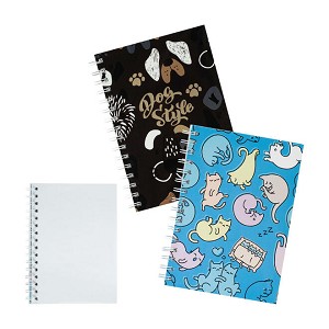 Magnetic Spiral Notebook, Dog Cat Fox Designs, 5-3/4 x 8-1/2" 