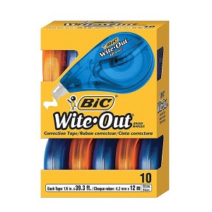 BiC® Wite-Out® EZcorrect Correction Tape, 10/Box (WOTAP10) 39.3 feet of correction tape per dispenser 