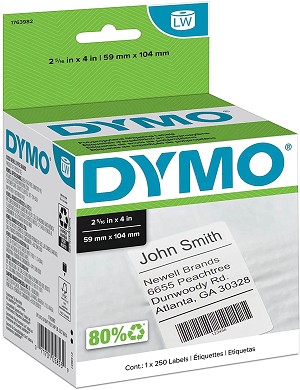 Made by Dymo 1763982 LabelWriter Poly Shipping Label, 2-5/16" x 4", 250 Labels/Roll, White 