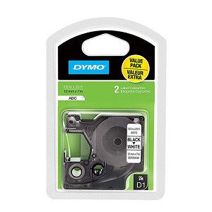 Made by Dymo 1926208 Standard D1 Polyester Label Tape, 1/2'' x 23', Black on White 