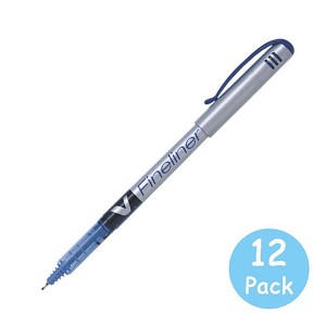 Pilot® V-Fineliner Liquid Marker Felt Pen, Fine Tip, 12/Box - Blue 607135 