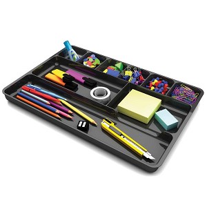 Deflecto® 38104 Sustainable Office™ 9 Compartments Drawer Organizer, 14"W x 1-1/8"H x 9-1/8"D 