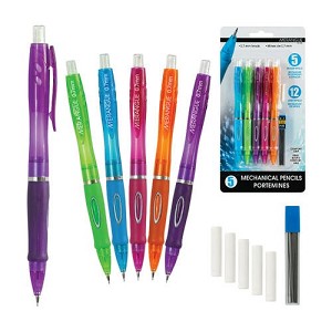 Merangue® Comfort Grip Mechanical Pencils, 0.7 mm, 5/Pack Assorted colour 