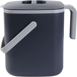Blue Ginkgo Kitchen Compost Bin [5L / 1.32 GAL] – Filter-Free, Odor-Tight Countertop Food Waste Pail with Handles (Made in Korea, Grey) 