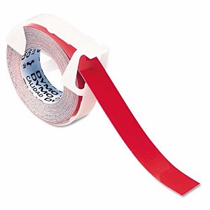 Made by Dymo 520102 LT Embossing Labels 3/8" x 9.8', White on Red 