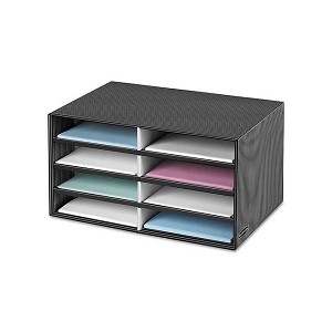 Storex 12-Compartment Literature Organizer/Document Sorter - Black / Gray 