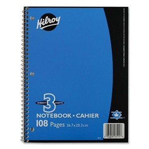 Hilroy 108 Pages Coil 3-Subject Notebook, Assorted Colours 