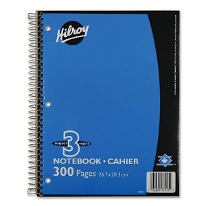 Hilroy 3-Subject Notebook, 10.5" x 8", Assorted, 300 Pages, 3-Hole Punched 32169 