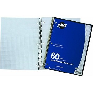 Hilroy 80 Pages Spiral Notebook, Quad ruled 5 mm,Assorted colours, SFI certified 