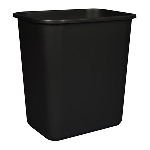 Storex® Plastic Rectangular Waste Basket, 14-1/4" L x 10-1/4" W x 15" H, Black 