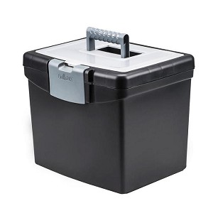 Storex® Portable File Box with Letter Hanging Rails & Large Storage Lid, Black 