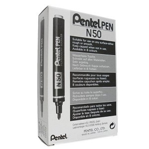 Pentel® N50 Bullet Tip Permanent Marker, Black - 12/Box 