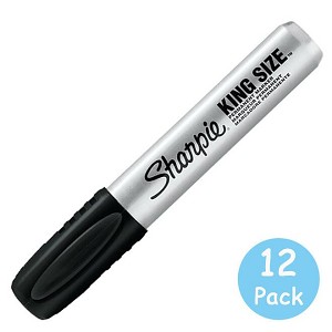 Sharpie® King Size™ Permanent Black Marker Industrial Strength, 12/Box 