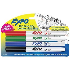 Expo® Low Odour Dry Erase Whiteboard Marker, Ultra-fine, 4/Pack,350595 