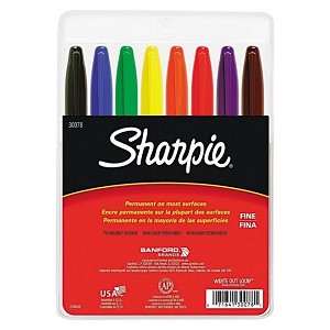 Sharpie® 30078 Fine Point Permanent Markers, Assorted Colours, 8/Pack 778159 