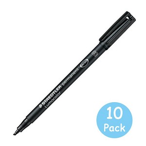 Staedtler® Lumocolor® Permanent Universal Marker Pen - Chisel 2.5mm 10/Pack Black 