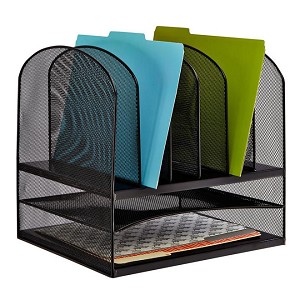 SAFCO® Onyx™ Desk Organizer 2 Horizontal 6 Upright Sections - Black 