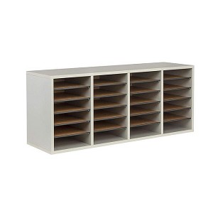 Safco 24-Compartment Wood Adjustable Literature Organizer - Gray 9423GR 