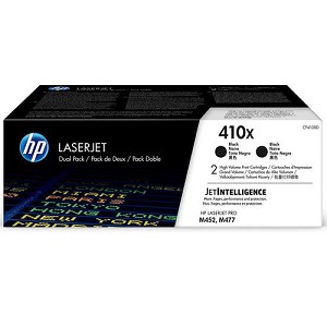 2 Pack Made by HP 410X CF410XD Black High Yield Toner Cartridge Color LaserJet Pro M452, MFP M377, M477 