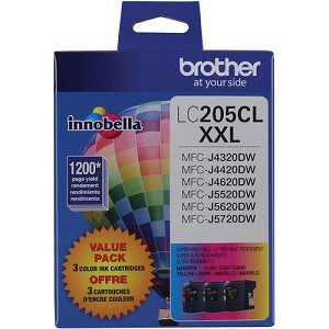 3 Pack Made by Brother LC205 LC-2053PKS TriColour Extra High Yield Ink Cartridge Combo 