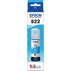  Made By Epson T522 T522220-S Cyan Ink Bottle EcoTank ET-2720, ET-4700 