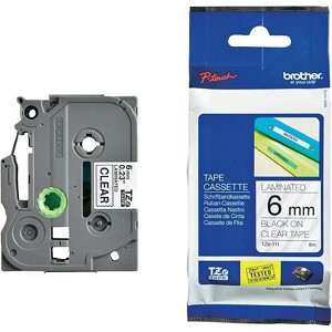 Made by Brother TZe-111 Label Tape, 6mm (0.23"), Black on Clear, Tape for P-Touch 8m (26.2 ft) 