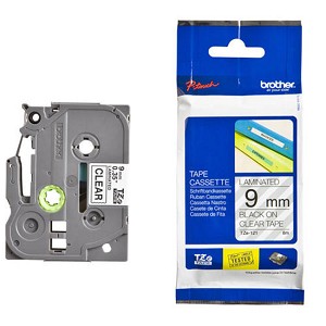 Made by Brother TZe-121 Label Tape, 9mm (0.35''), Black on Clear 